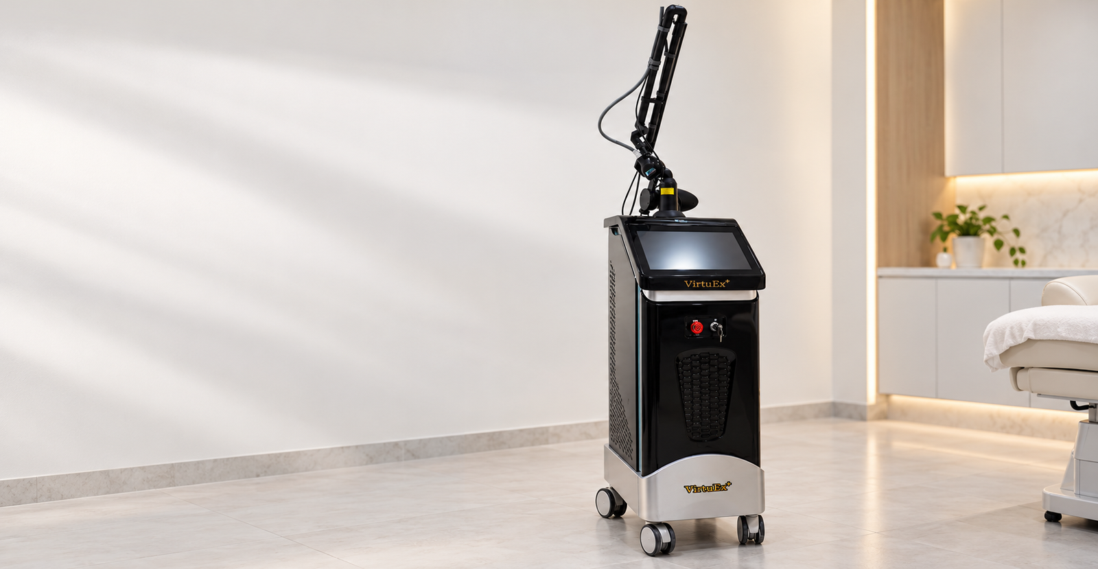 Fractional CO2 laser resurfacing system in a treatment room at Skinline, Kukatpally