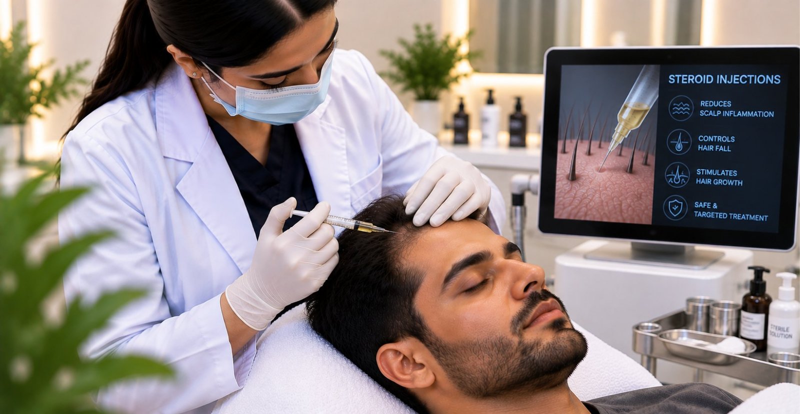Intralesional steroid injection into the scalp at Skinline, Kukatpally