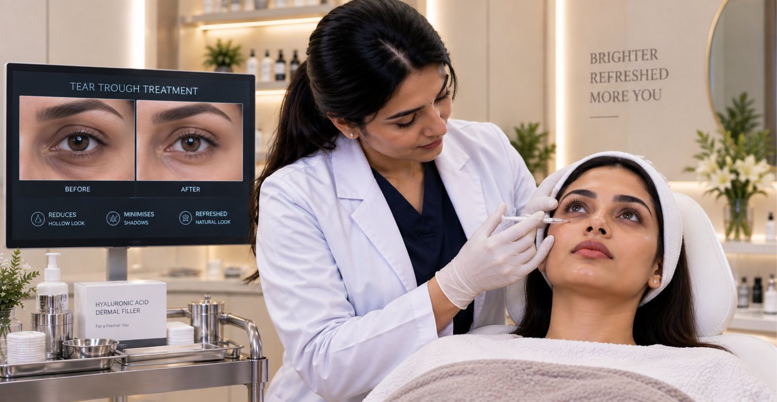 Tear trough filler being injected at Skinline, Kukatpally