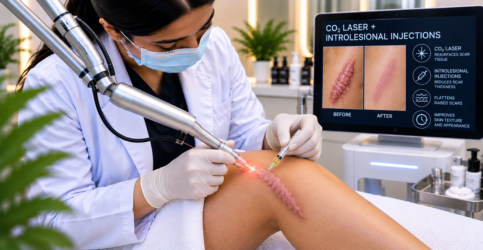Laser treatment of a raised keloid scar at Skinline, Kukatpally
